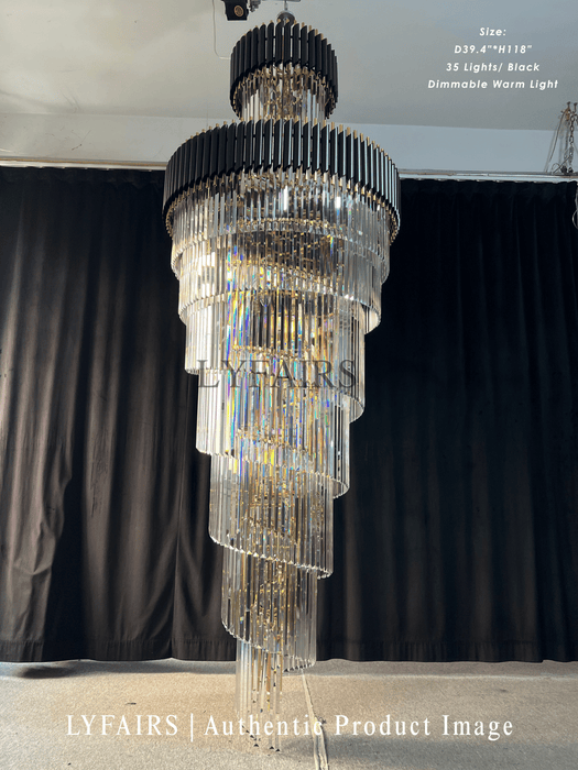 Classic Large Multi-layered Spiral Crystal Chandelier for Foyer/ Staircase