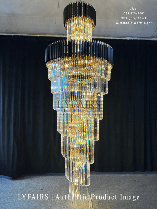 Classic Large Multi-layered Spiral Crystal Chandelier for Foyer/ Staircase