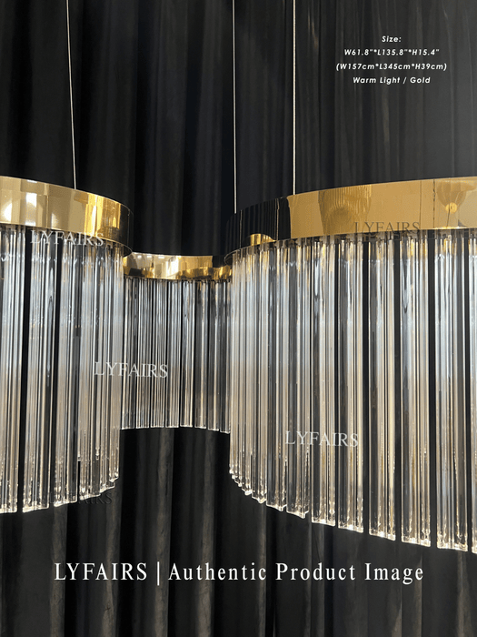 Contemporary Flowing Silhouette Waveform Glass Chandelier