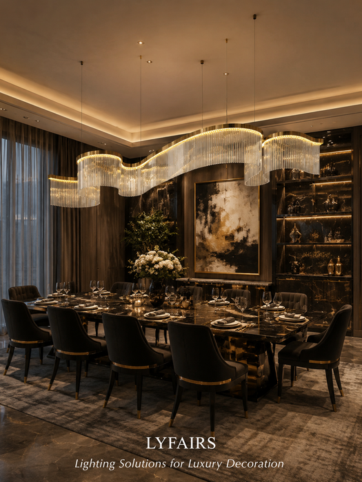 Contemporary Flowing Silhouette Waveform Glass Chandelier