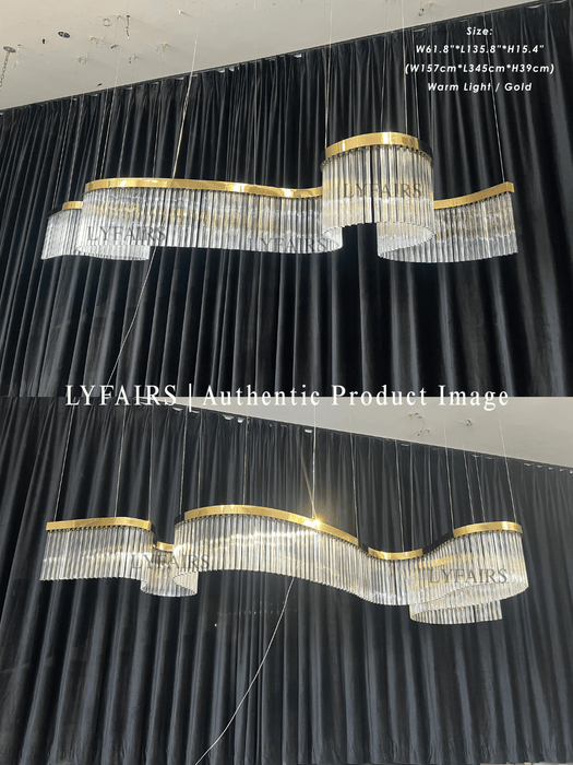 Contemporary Flowing Silhouette Waveform Glass Chandelier