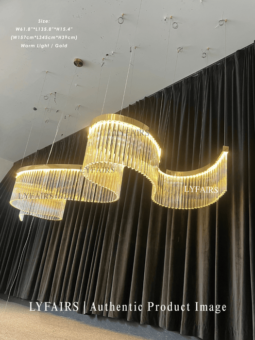 Contemporary Flowing Silhouette Waveform Glass Chandelier