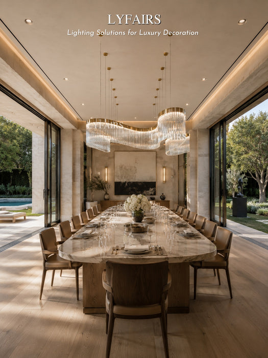 Contemporary Flowing Silhouette Waveform Glass Chandelier