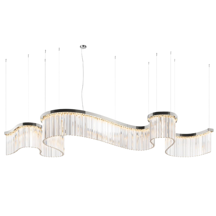 Contemporary Flowing Silhouette Waveform Glass Chandelier