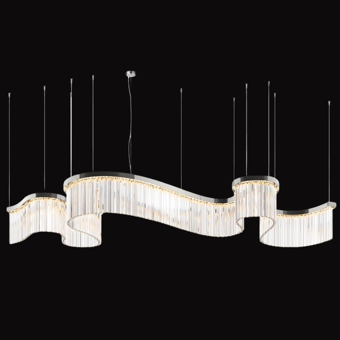 Contemporary Flowing Silhouette Waveform Glass Chandelier