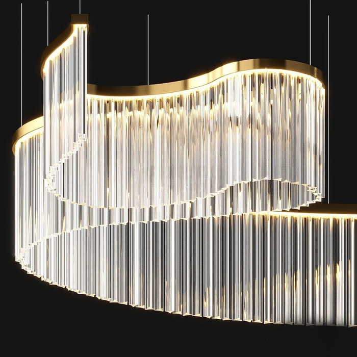 Contemporary Flowing Silhouette Waveform Glass Chandelier