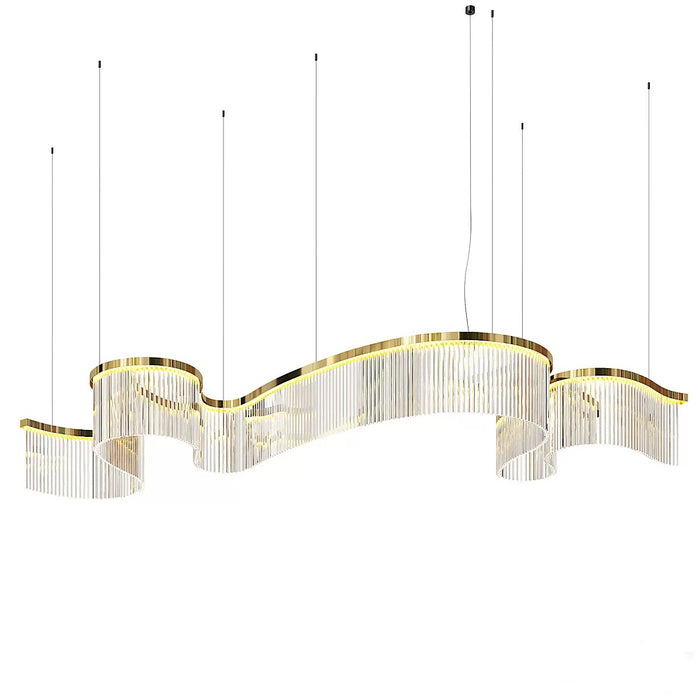 Contemporary Flowing Silhouette Waveform Glass Chandelier