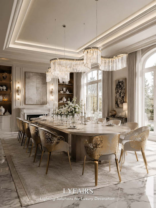 Contemporary Flowing Silhouette Waveform Glass Chandelier