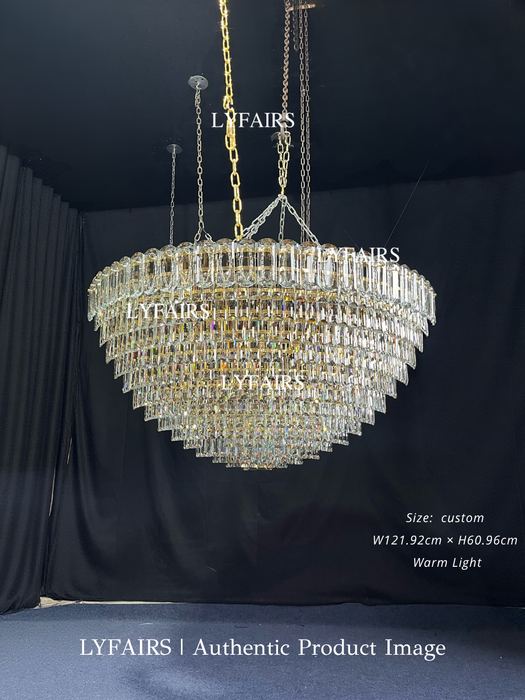 Golden Era Luxury Grand Fountain Crystal Chandelier for Staircase/Foyer/Living Room