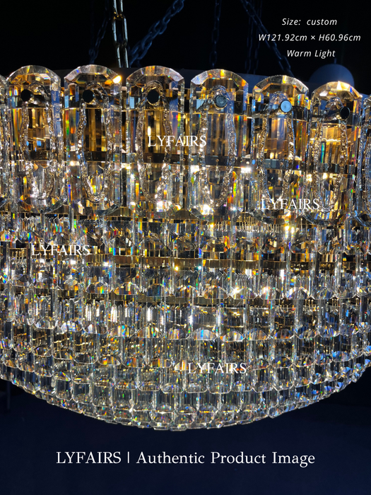 Golden Era Luxury Grand Fountain Crystal Chandelier for Staircase/Foyer/Living Room