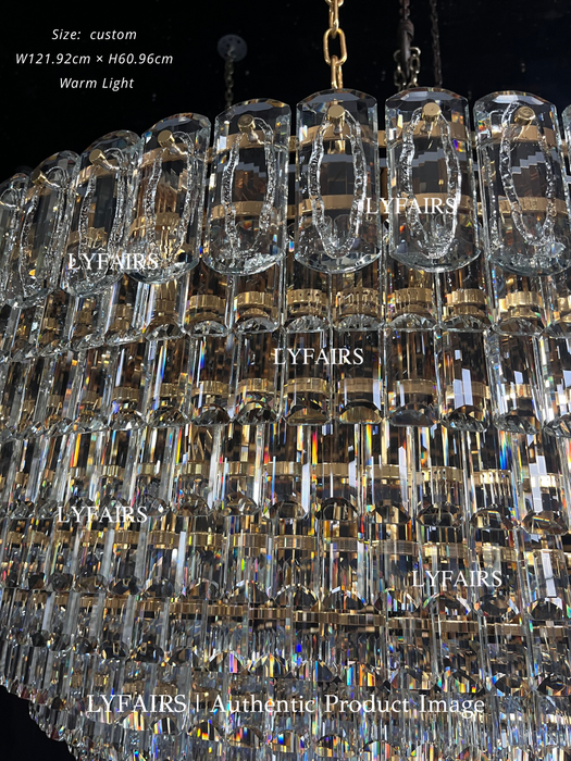 Golden Era Luxury Grand Fountain Crystal Chandelier for Staircase/Foyer/Living Room
