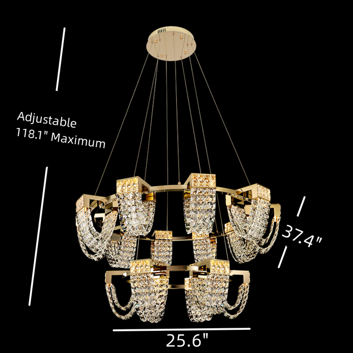 Modern Luxury Newly Crystal Chandelier in Champagne Gold