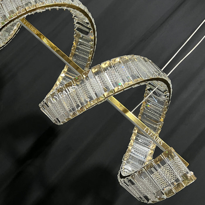 Lámpara colgante de cristal de lujo con luz artística dorada moderna para comedor/isla de cocina