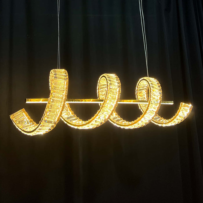 Lámpara colgante de cristal de lujo con luz artística dorada moderna para comedor/isla de cocina