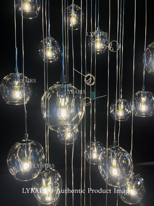 Araña de cristal larga en espiral de diseño nórdico, luminaria decorativa moderna de lujo ligero para escaleras/pasillos