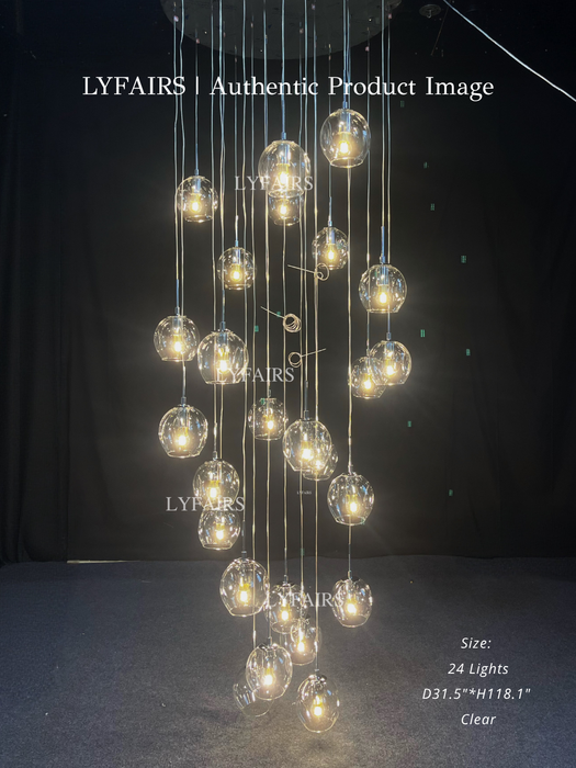 Araña de cristal larga en espiral de diseño nórdico, luminaria decorativa moderna de lujo ligero para escaleras/pasillos