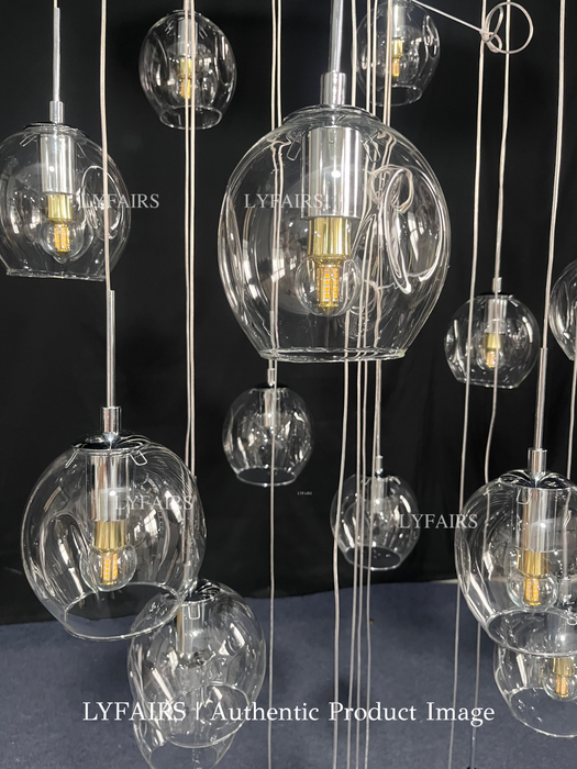 Araña de cristal larga en espiral de diseño nórdico, luminaria decorativa moderna de lujo ligero para escaleras/pasillos