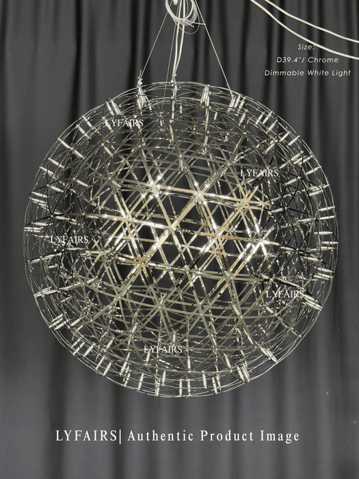 Round Starry Sky Chandelier Light Fire Ball Ceiling Lighting for Living Room/Cottage/High-ceiling