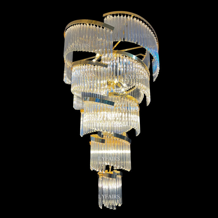 Oversized Modern Designer Creative Multi-tiered Luxury Spiral Crystal Chandelier  For High-ceiling Foyer/Entryway/Hallway