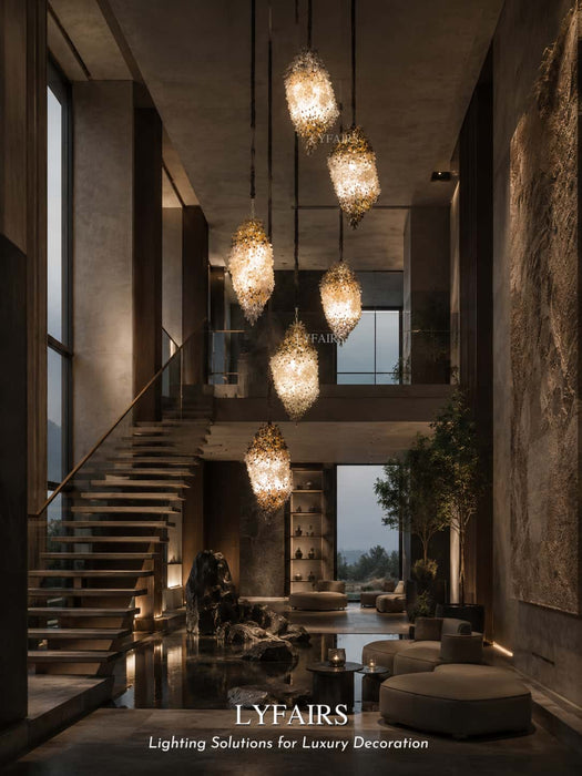 Luxury Organic Irregular Cocoon-like Natural Smoky Crystal Pendant Light