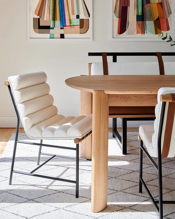 Boucle/Leather Dining Chairs