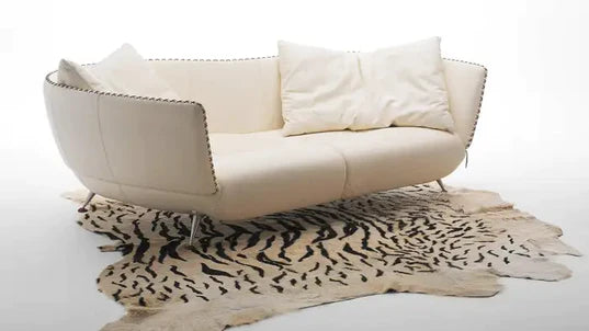 irregular Loveseats Sofa in Espresso/Black/Leather Upholstery