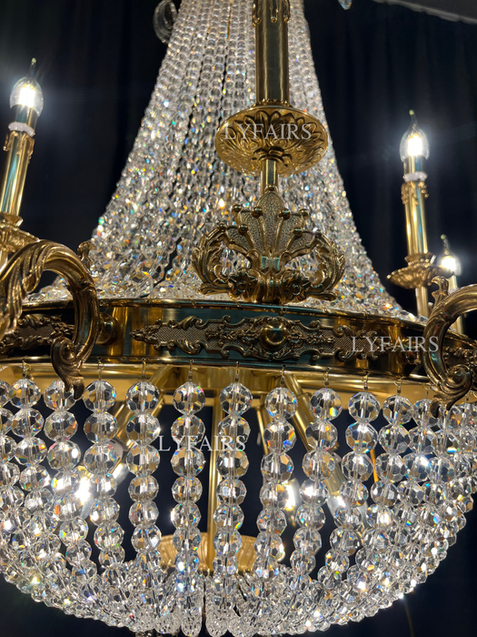 8/12/15 luci decorative impero in ottone candele lampadario di cristallo romantico foyer soggiorno plafoniera in finitura rame puro