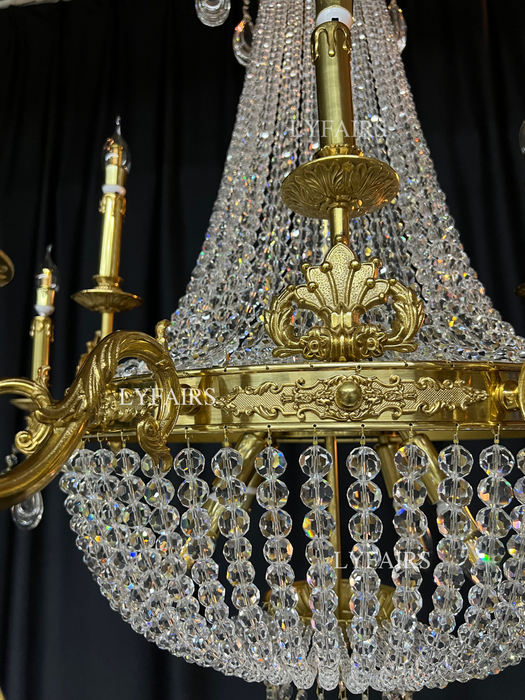8/12/15 luci decorative impero in ottone candele lampadario di cristallo romantico foyer soggiorno plafoniera in finitura rame puro