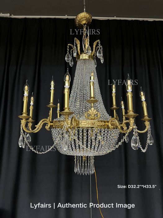 8/12/15 luci decorative impero in ottone candele lampadario di cristallo romantico foyer soggiorno plafoniera in finitura rame puro