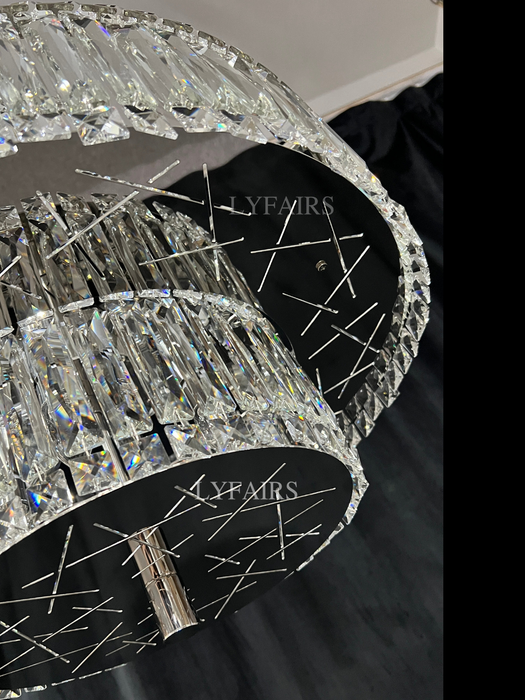 Delicate Light Luxury Multi-layers Silver Round Crystal Chandelier For Living/Dining Room/Bedroom/Cloakroom