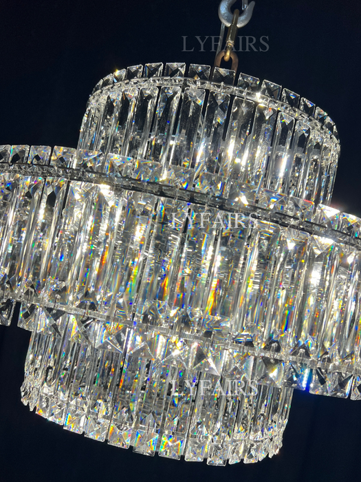 Delicate Light Luxury Multi-layers Silver Round Crystal Chandelier For Living/Dining Room/Bedroom/Cloakroom