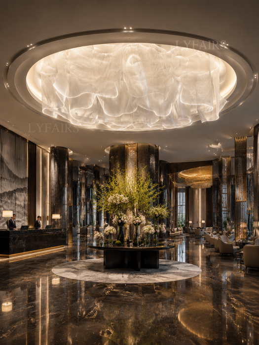 Designer's Luxury Acrylic Wave Ribbon Chandelier for Dining Areas/Lobby/Commercial Space
