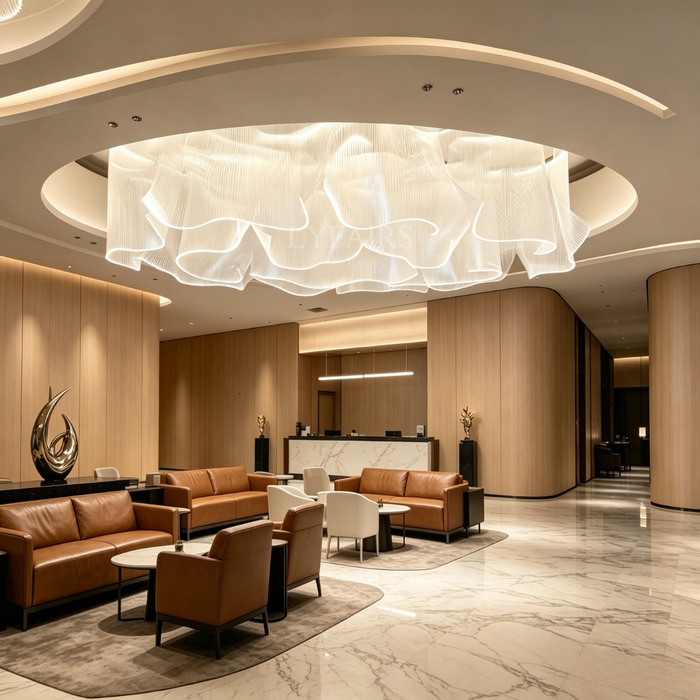 Designer's Luxury Acrylic Wave Ribbon Chandelier for Dining Areas/Lobby/Commercial Space