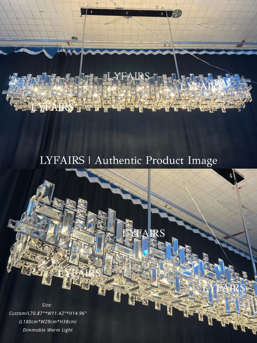 Lámpara colgante de cristal de colección de bloques irregulares de arte extragrande para sala de estar/comedor