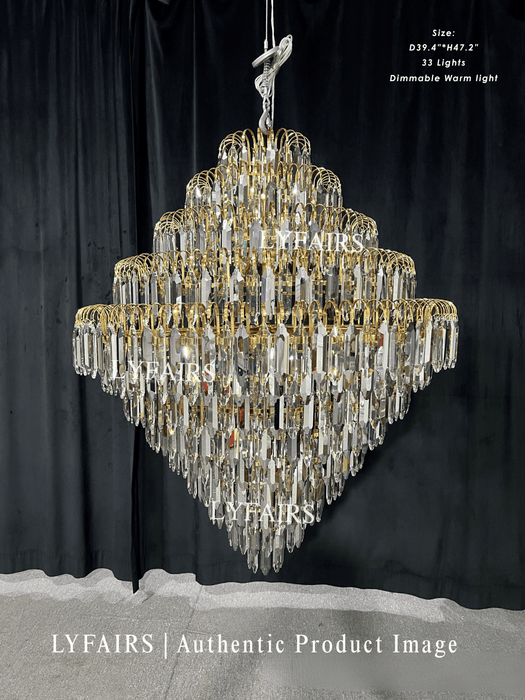 Extra Large Foyer Decorative Honeycomb Crystal Chandelier for Entryway/Staircase