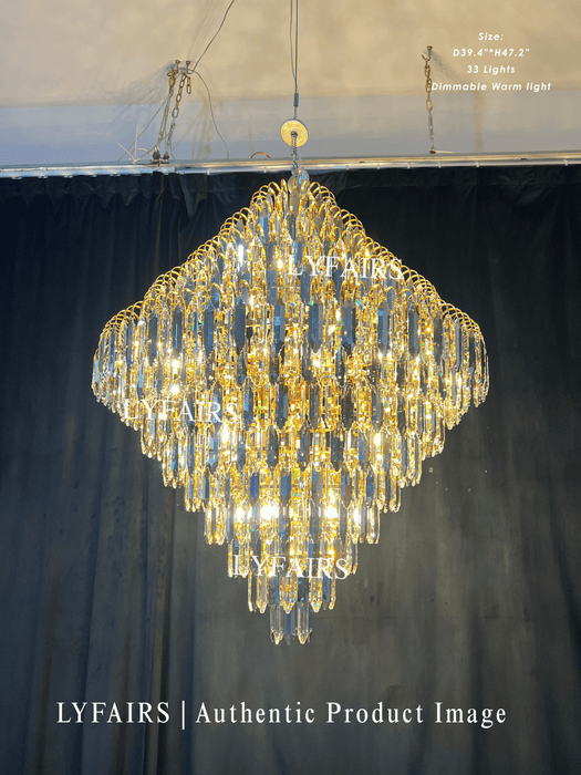 Extra Large Foyer Decorative Honeycomb Crystal Chandelier for Entryway/Staircase