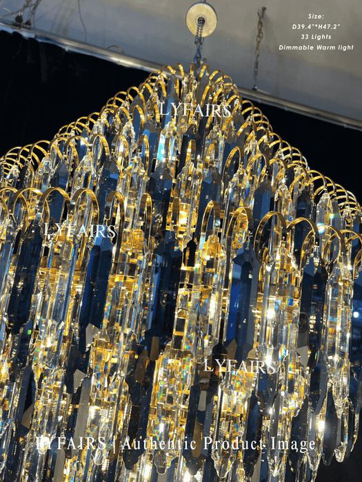 Extra Large Foyer Decorative Honeycomb Crystal Chandelier for Entryway/Staircase