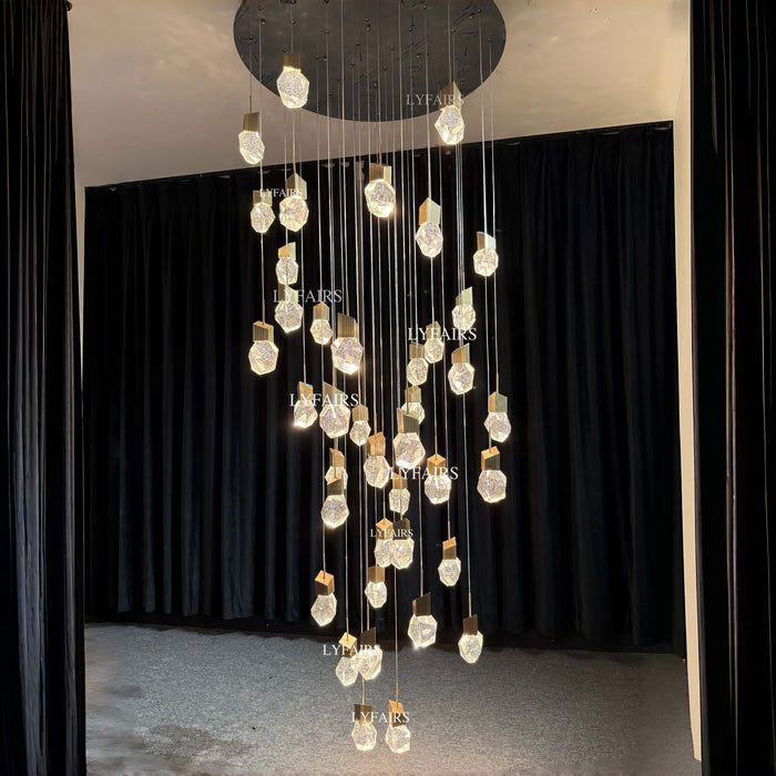 Lampadario di cristallo creativo di lusso moderno extra large per scale di edifici a 2 piani/duplex