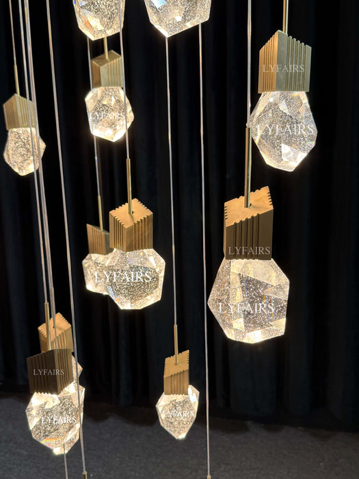 Lampadario di cristallo creativo di lusso moderno extra large per scale di edifici a 2 piani/duplex