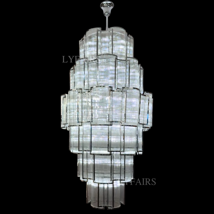 Extra Large Modern Luxury Tiered Crystal Column Chandelier