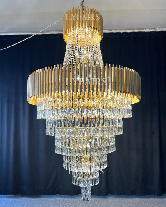 Extra Large Modern Multi-layers Gold Light Luxury Crystal Chandelier