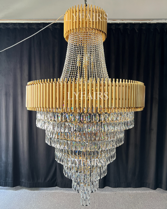 Extra Large Modern Multi-layers Gold Light Luxury Crystal Chandelier