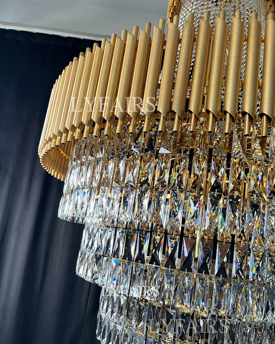 Extra Large Modern Multi-layers Gold Light Luxury Crystal Chandelier