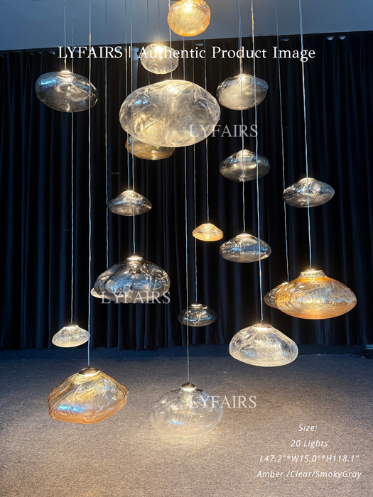 Extra Large Nordic Minimalist Glass Cloud Decorative Pendant Chandelier for Staircase/Living Room