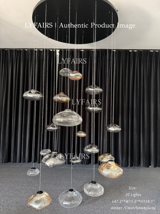 Extra Large Nordic Minimalist Glass Cloud Decorative Pendant Chandelier for Staircase/Living Room