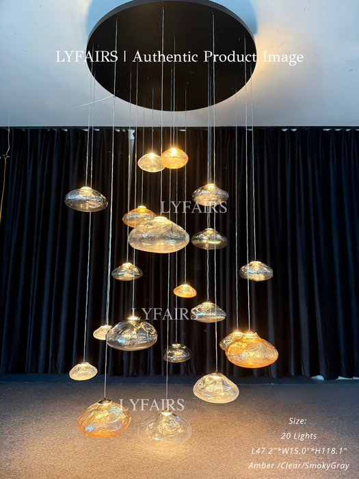 Extra Large Nordic Minimalist Glass Cloud Decorative Pendant Chandelier for Staircase/Living Room