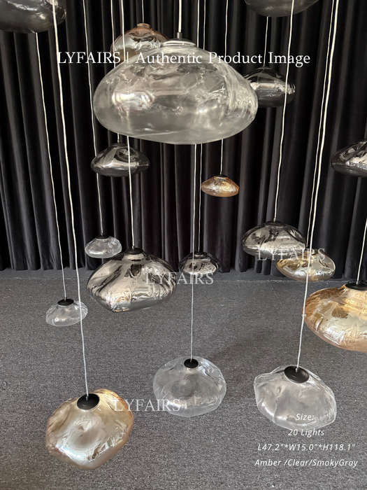 Extra Large Nordic Minimalist Glass Cloud Decorative Pendant Chandelier for Staircase/Living Room