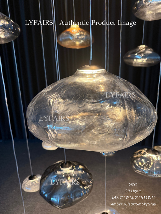 Extra Large Nordic Minimalist Glass Cloud Decorative Pendant Chandelier for Staircase/Living Room