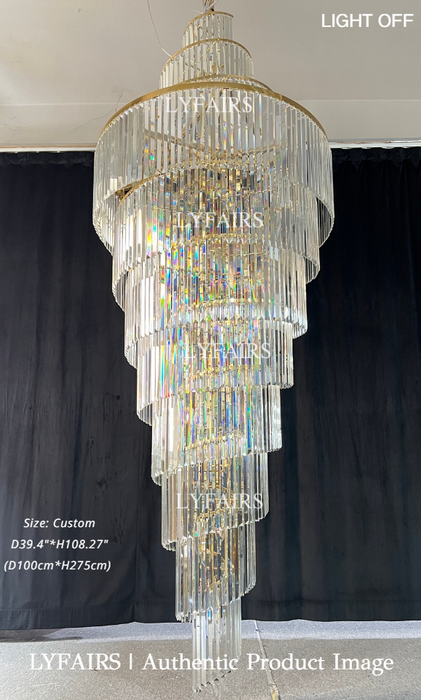 Extra Large Luxury Spiral Crystal Chandelier in Gold Finish