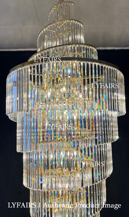Extra Large Luxury Spiral Crystal Chandelier in Gold Finish